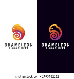 modern gradient chameleon logo with line version vector template 