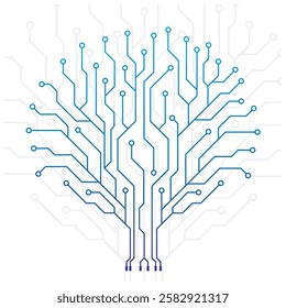 Modern Gradient Circuit Technology Tree Vector Design on White Background