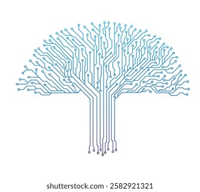 Modern Gradient Circuit Technology Tree Vector Design on White Background