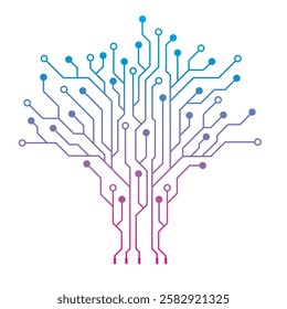 Modern Gradient Circuit Technology Tree Vector Design on White Background