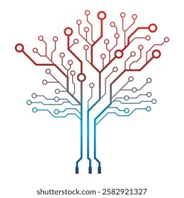 Modern Gradient Circuit Technology Tree Vector Design on White Background