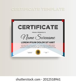 Modern gradient color certificate template design. Certificate of Achievement with a gold badge. Vector Templates