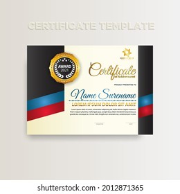 Modern gradient color certificate template design. Certificate of Achievement with a gold badge. Vector Templates