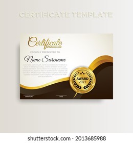 Modern gradient color certificate template design. Certificate of Achievement with a gold badge. Vector Templates