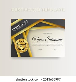 Modern gradient color certificate template design. Certificate of Achievement with a gold badge. Vector Templates