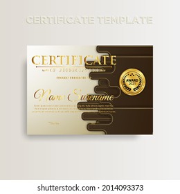 Modern gradient color certificate template design. Certificate of Achievement with a gold badge. Vector Templates