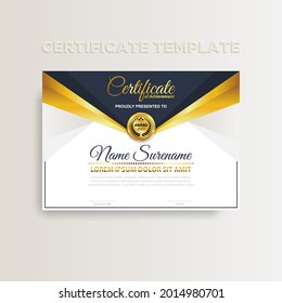 Modern gradient color certificate template design. Certificate of Achievement with a gold badge. Vector Templates
