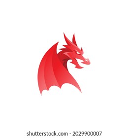 Modern Gradient Color Dragon Head Wing Mascot Logo Vector Icon