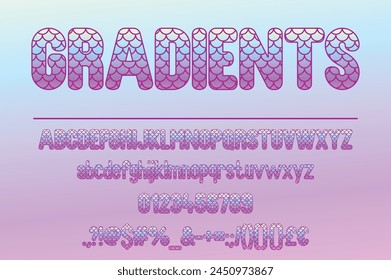 Modern Gradient Color Font Set, Artistic Typography Design