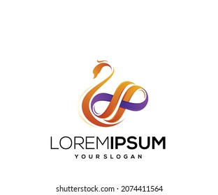 Modern gradient color infinity swan mascot logo vector