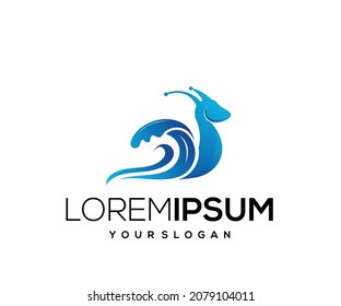 Modern gradient color ocean snail mascot logo vector