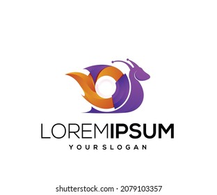 Modern gradient color snail circle fire mascot logo vector