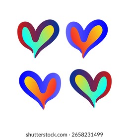 Modern Gradient Colorful Heart Shape Symbol Love and Romance Icon