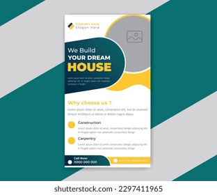 Modern gradient construction social media stories collection concept layout template