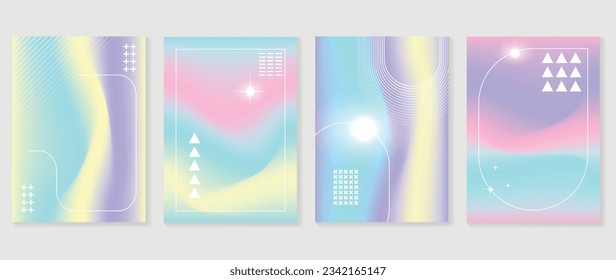 Modern gradient design background cover. Abstract gradient graphic with line, sparkle, arrow. Aesthetic business cards collection illustration for flyer, brochure, invitation, social media, poster.