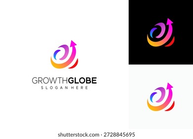 Logotipo moderno del globo digital degradado para la Tecnología y el crecimiento mundiales
