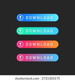 Conjunto de Botones de Descarga de degradado moderno para diseño de interfaz de usuario