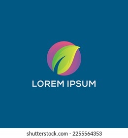 Modern gradient eco leaf logo design, vector illustration, abstract vector leaf logo