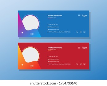 Modern & gradient email signature vector template for your business or company with two color background design