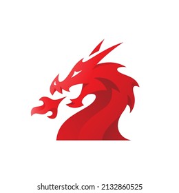 Modern gradient fire breathing dragon illustration, dragon head logo vector icon