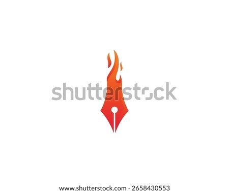Modern Gradient Fire Pen Logo Design, Vector Format.