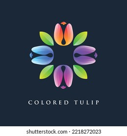 Modern gradient flower tulip logo icon vector design, Beauty, spa salon, cosmetics or boutique logo. 