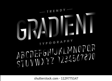 Modern gradient font, alphabet and numbers vector illustration