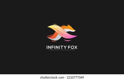 Modern Gradient fox infinity logo design vector template