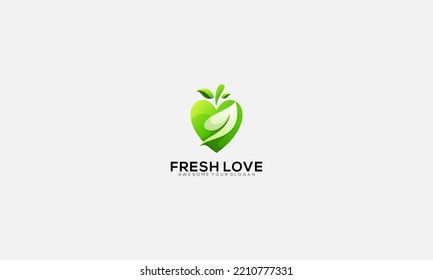 Modern Gradient Fresh Leaf Love Logo Design Symbol Vektorgrafik
