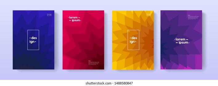 Modern Gradient Geometric Covers Set.A4 Size Abstract Gradient Background Illustrations For Brochure, Banner, Print, Flayer, Card.