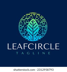 Modern gradient geometric nature leaf logo design. Line leaf logo branding.