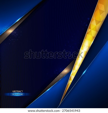 Modern Gradient Glue Abstract Background With Golden Geometric Shape. Elegant Blue and Gold Abstract Background Vector Illustration.