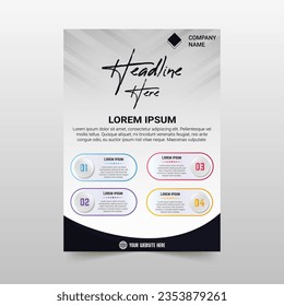 Modern Gradient Gray Business Flyer Template With Lines, can be used for business designs, presentation designs or any suitable designs.
