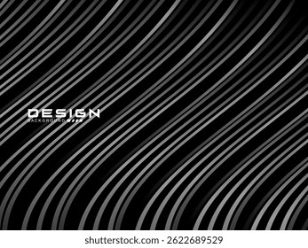Modern gradient gray lines on black background. Minimalist design. Cover design templates, business brochure layouts, websites, wallpapers, etc.