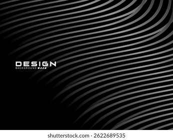 Modern gradient gray lines on black background. Minimalist design. Cover design templates, business brochure layouts, websites, wallpapers, etc.