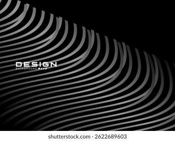 Modern gradient gray lines on black background. Minimalist design. Cover design templates, business brochure layouts, websites, wallpapers, etc.