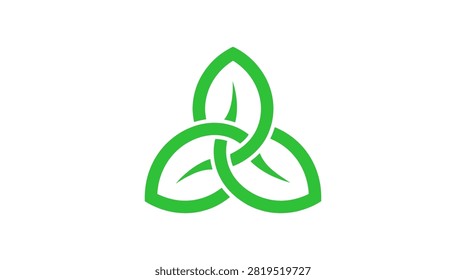 Modern gradient green leaf trinity symbol. Clean branding for environmental, health, and holistic lifestyle brands.