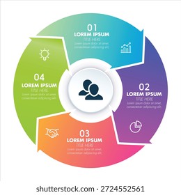 Diagrama de Fluxo Circular Infográfico de Gradiente Moderno com Ícones