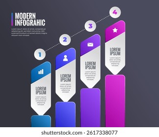 Modern Gradient Infographic Design With Four Illustrated Steps