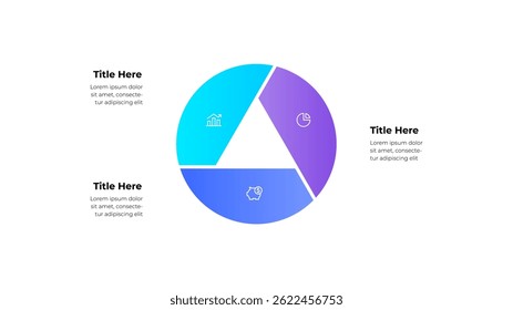 Moderno Gradiente Infográfico Gráfico De Pizza Ilustração Com Três Seções