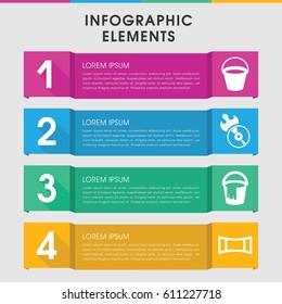 Modern gradient infographic template. infographic design with gradient icons includes bucket, disc flame. can be used for presentation, diagram, annual report, web design. 