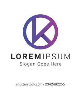 Gradiente moderno Letra inicial K Monograma Tech K Logotipo