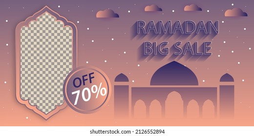MODERNER GRADIENT DER ISLAMISCHEN ILLUSTRATION RAMADAN SALE BANNER TEMPLATE DESIGN VEKTOR