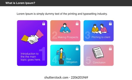 Modern Gradient Layout for presentation and e learning with people illustration.