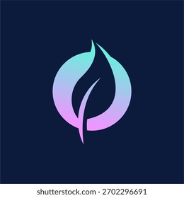 Modern Gradient Leaf Flame Logo Symbol