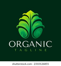 Modern gradient leaf plant logo design. Colorful green nature organic logo brand.