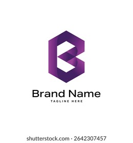 Modern Gradient Letter B Logo – 3D Geometric Style