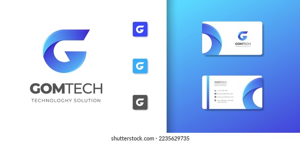 Modern gradient letter G logo symbol icon with business card design template