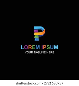 Logotipo moderno de la letra P del gradiente con las Formas coloridas vibrantes de la cinta, diseño abstracto creativo de la marca.