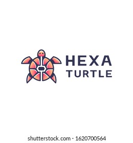 Modern Gradient Line Logo Design, Turtle with Hexagon and Circle
